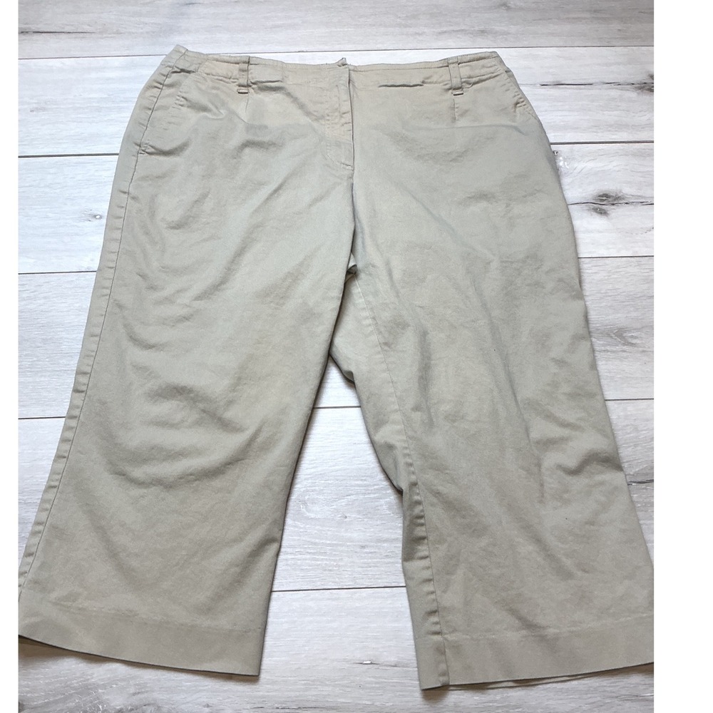 Liz Claiborne Michaela Straight Cropped Midrise Pants Womens 16W Khaki PreLoved